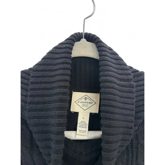 St. John's Bay Women's Long Sleeve Black Classic Cable Sweater Size Large - Picture 4 of 9